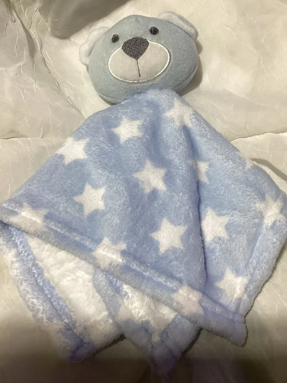 Swiggles Teddy Bear Light Blue & White Star Plush Baby Lovey Security Blanket